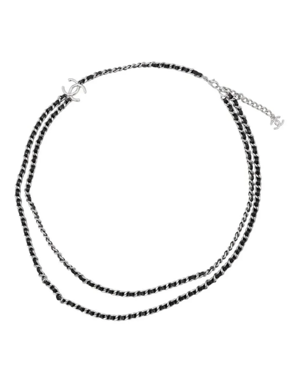 Chanel Necklace CC Logo Chain Long B 25 P Black